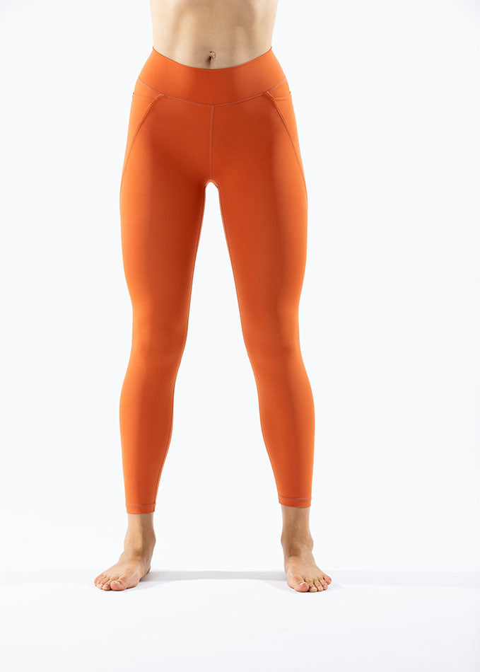 Venatrix Women s Orange High Waisted Pocket Leggings Full Length Venatrix Athletica