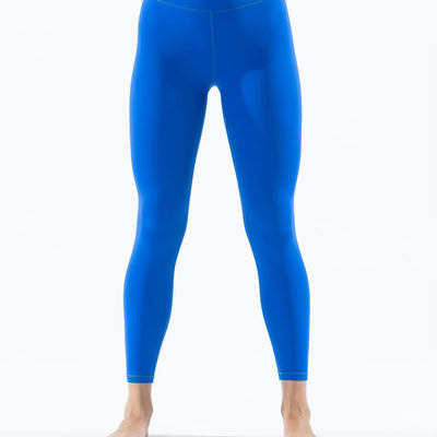 Front view of cool blue Venatrix Jodie sport leggings with high waistband for workout comfort and support.