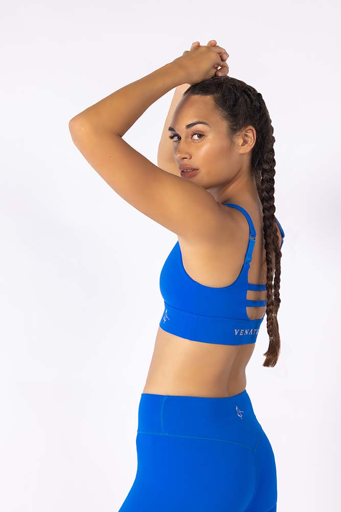 Venatrix Womens Blue Sports Bra  Yoga Gym Running – Venatrix Athletica